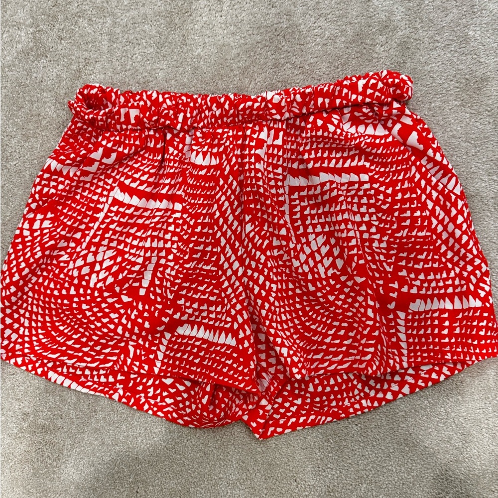 Tyche orange and White print shorts, size L